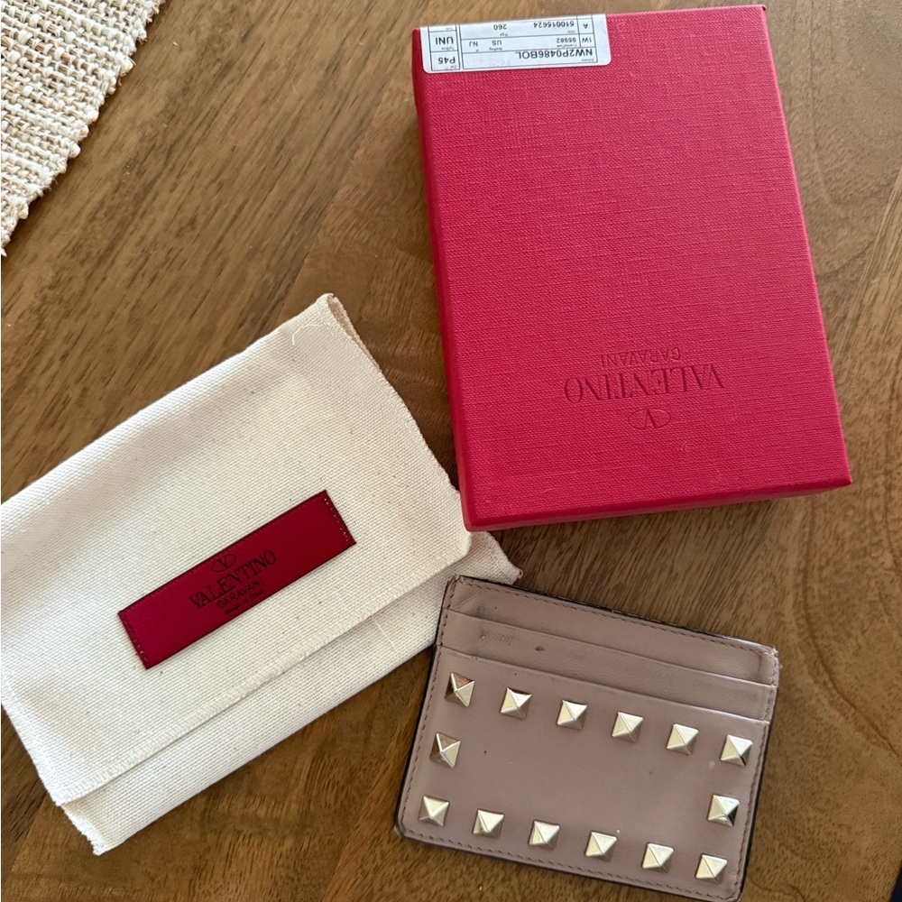 Valentino Red Box with Taupe Studded Wallet